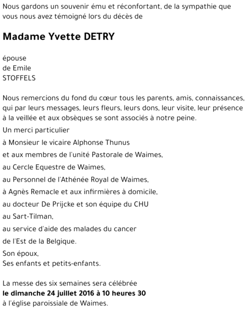 Yvette DETRY