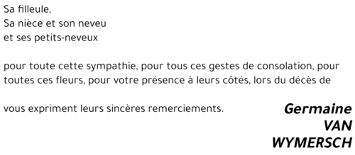 Germaine VAN WYMERSCH