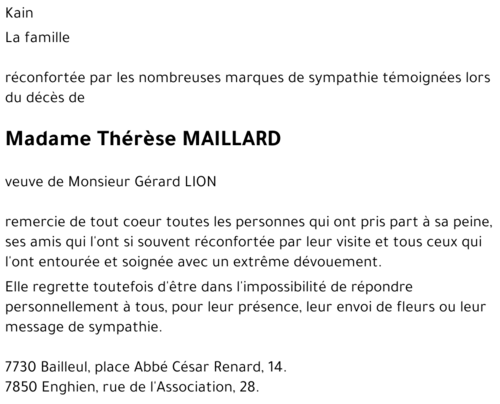 Thérèse MAILLARD