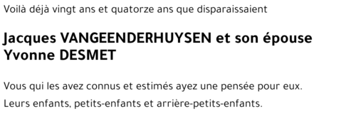 Jacques - Yvonne VANGEENDERHUYSEN - DESMET