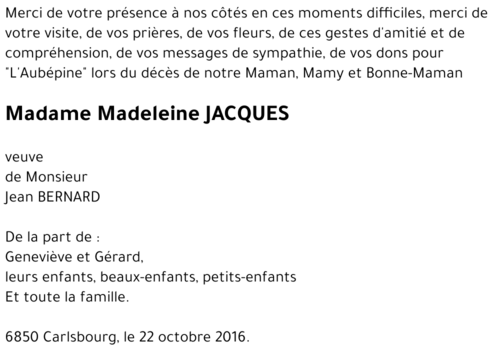 Madeleine JACQUES