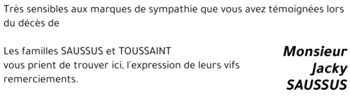 Jacques SAUSSUS dit « Jacky » 