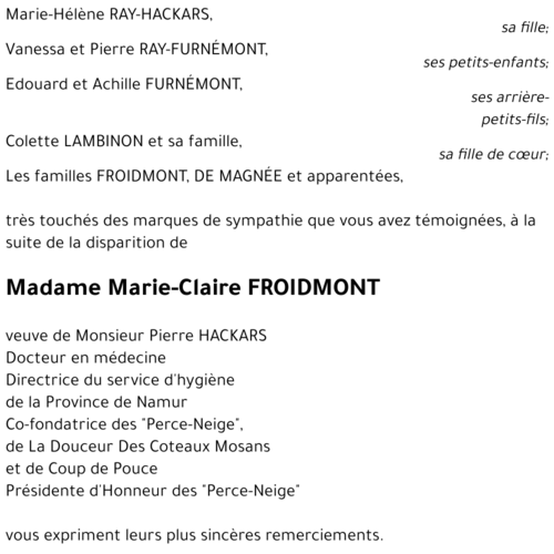 Marie-Claire FROIDMONT