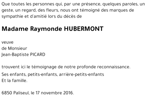 Raymonde HUBERMONT