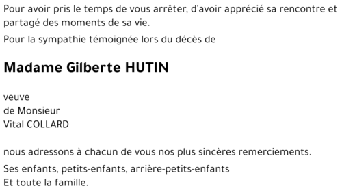 Gilberte HUTIN