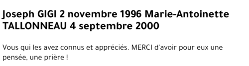 Joseph Marie-Antoinette GIGI TALLONNEAU