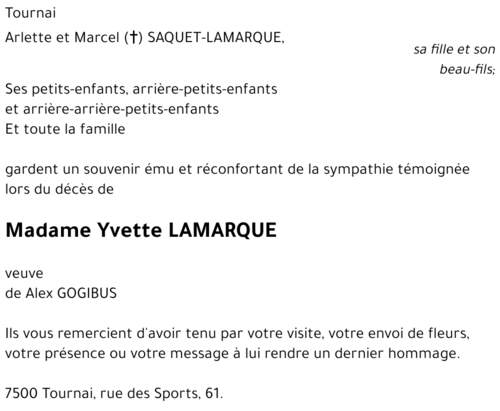 Yvette LAMARQUE