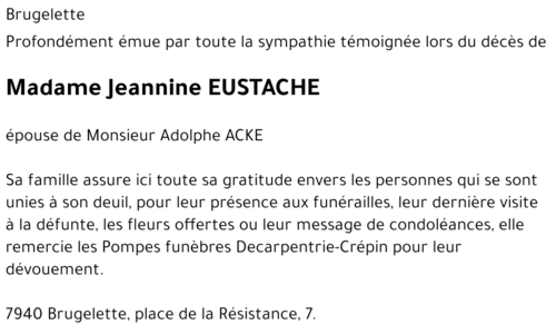 Jeannine EUSTACHE