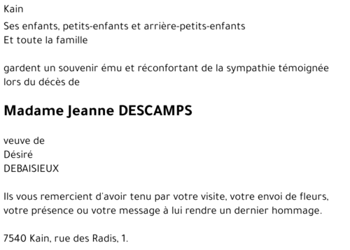 Jeanne DESCAMPS