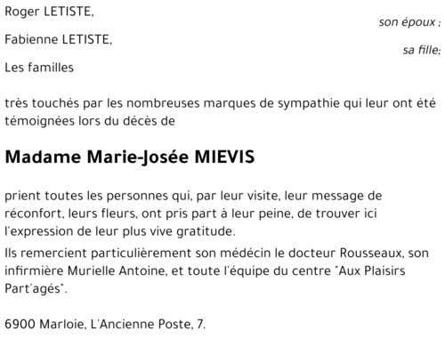 Marie-Josée MIEVIS