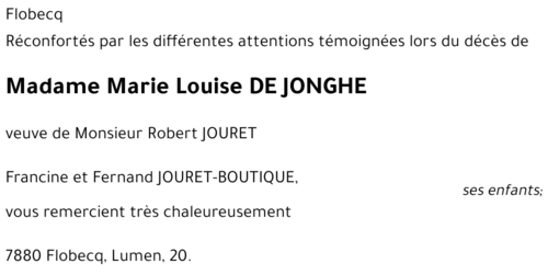 Marie Louise DE JONGHE