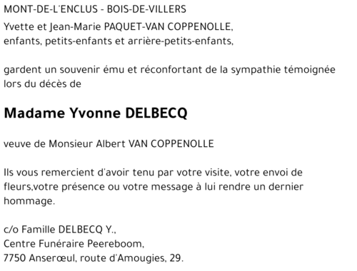 Yvonne DELBECQ