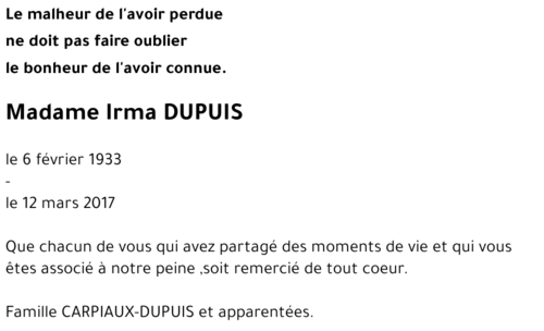 Irma DUPUIS