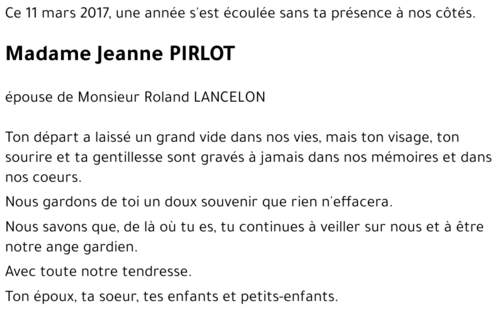 Jeanne PIRLOT
