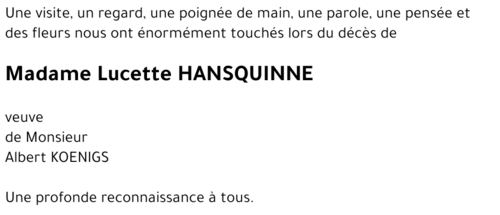 Lucette HANSQUINNE