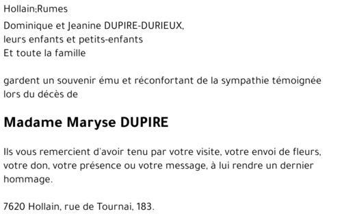 Maryse DUPIRE