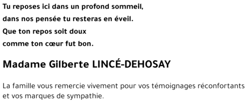 Gilberte LINCE-DEHOSAY