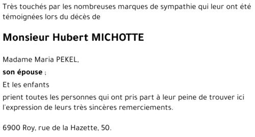 Hubert MICHOTTE