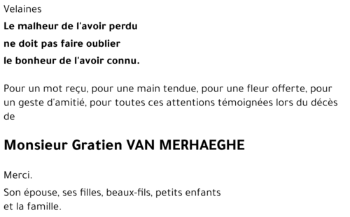 Gratien VAN MERHAEGHE