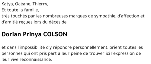 Dorian Prinya COLSON