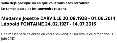 Josette et Léopold DARVILLE - FONTAINE