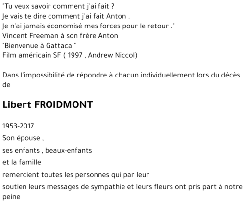 Libert FROIMONT