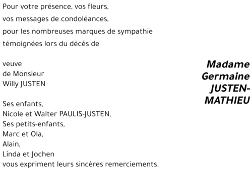 Germaine JUSTEN-MATHIEU