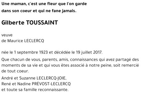 Gilberte TOUSSAINT