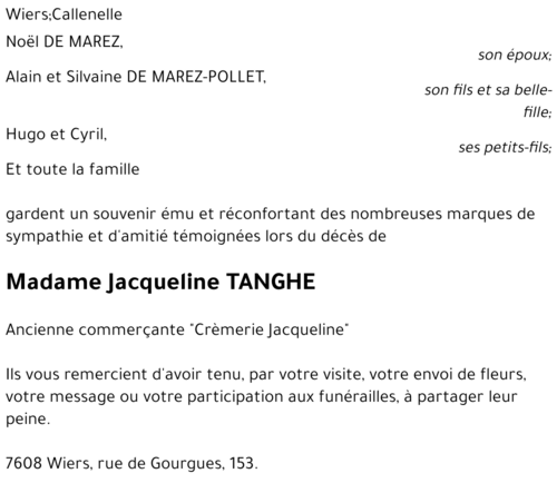 Jacqueline TANGHE