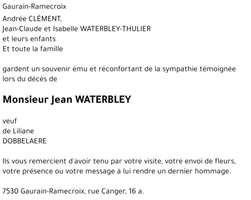 Jean WATERBLEY