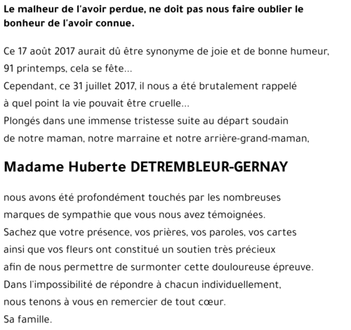 Huberte DETREMBLEUR-GERNAY