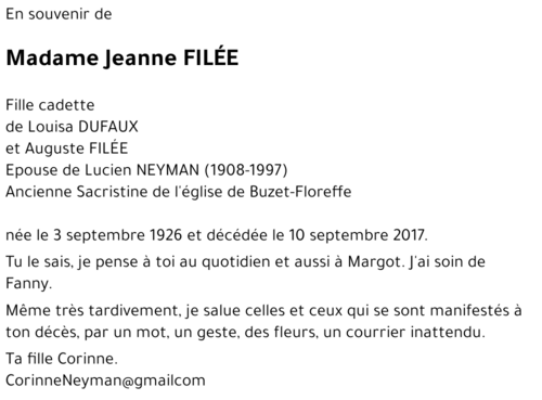 Jeanne FILÉE