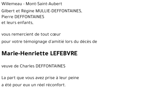 Marie-Henriette LEFEBVRE