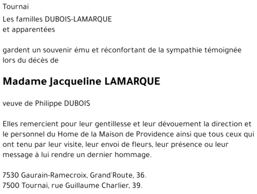 Jacqueline LAMARQUE