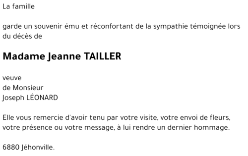 Jeanne TAILLER