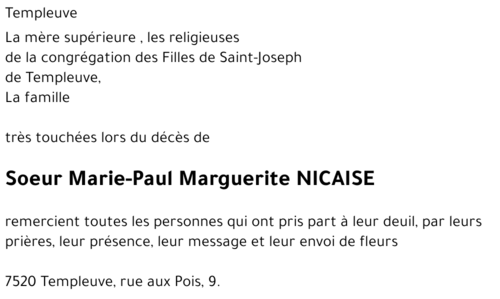 Marie-Paul Marguerite NICAISE