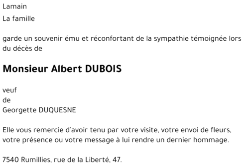 Albert DUBOIS