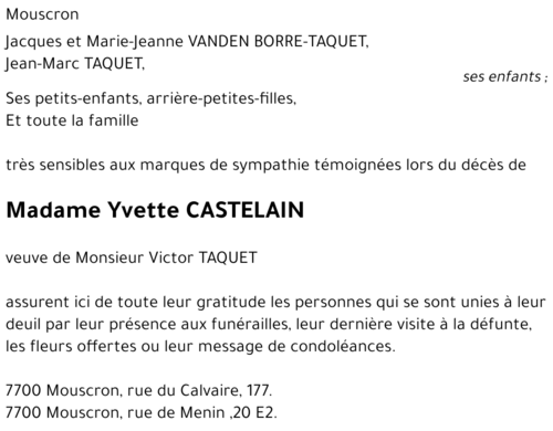 Yvette CASTELAIN