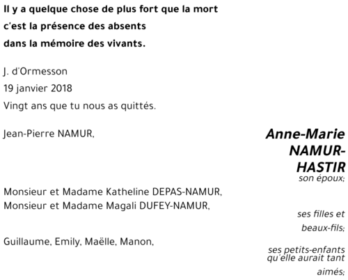 Anne-Marie NAMUR-HASTIR