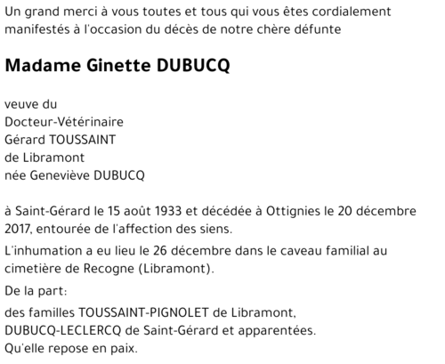 Ginette DUBUCQ