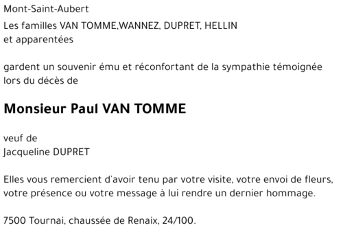 Paul VAN TOMME