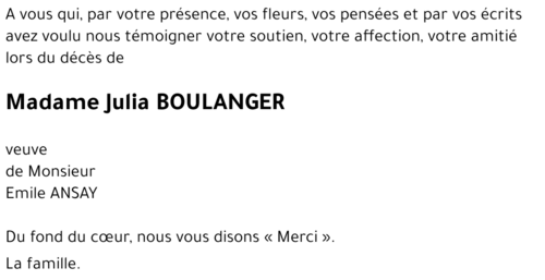 Simonne (dite Julia) BOULANGER