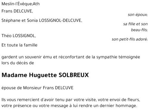 Huguette SOLBREUX