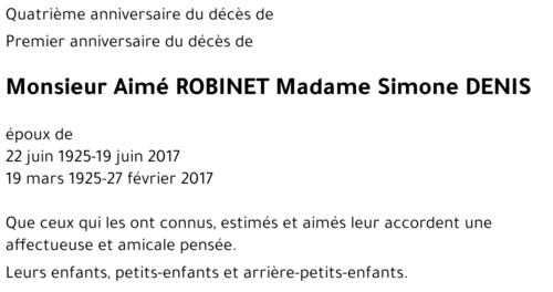 Aimé ROBINET Madame Simone DENIS