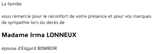 Irma LONNEUX