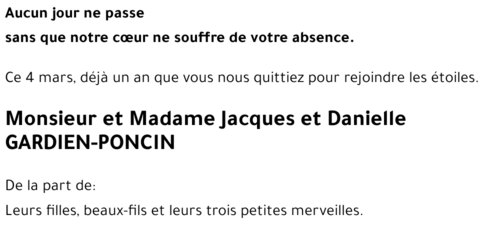 Jacques et Danielle GARDIEN-PONCIN