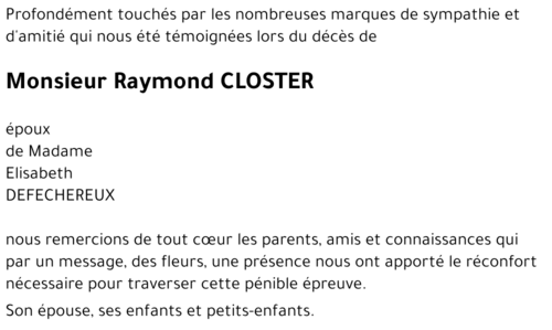 Raymond CLOSTER