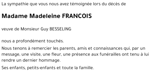 Madeleine FRANCOIS