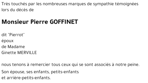 Pierre GOFFINET dit « Pierrot » 
