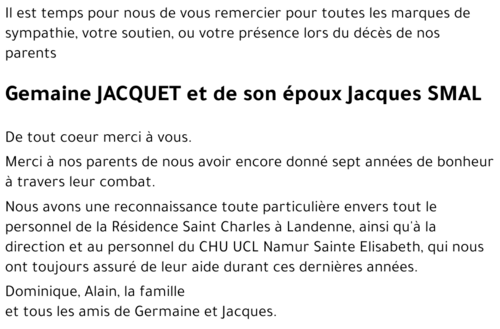 Gemaine JACQUET Jacques SMAL